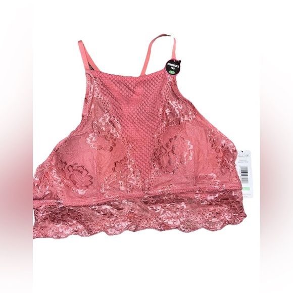 Women’s Size Large & medium Bra Padded Pink Lace Lingerie Rene Rofe Nylon $28 - Picture 2 of 7